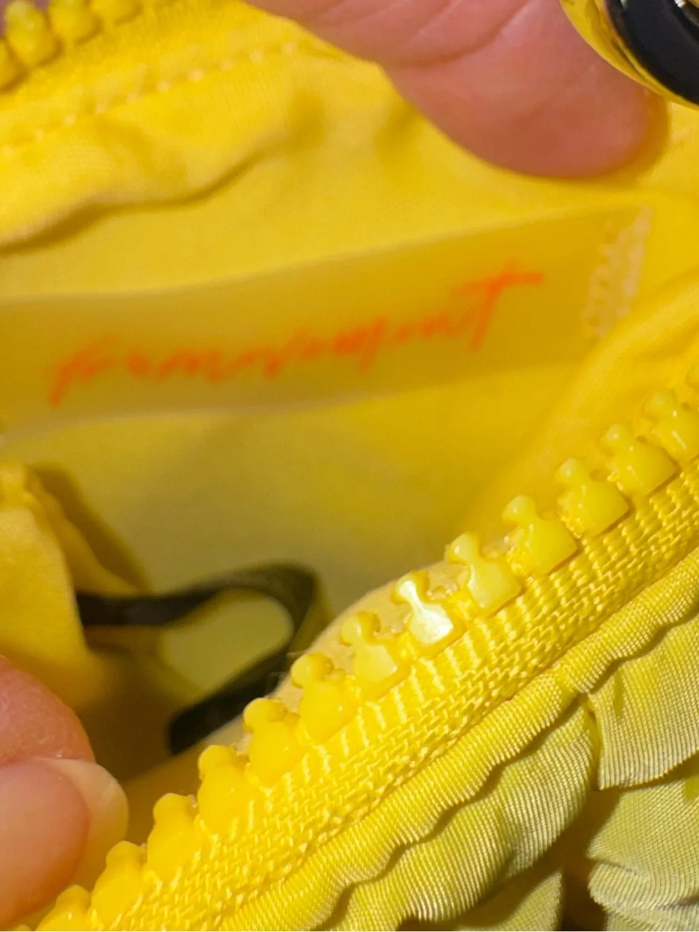 Free People Quilted Micro Pouch Wristlet Coin Purse Yellow NWOT